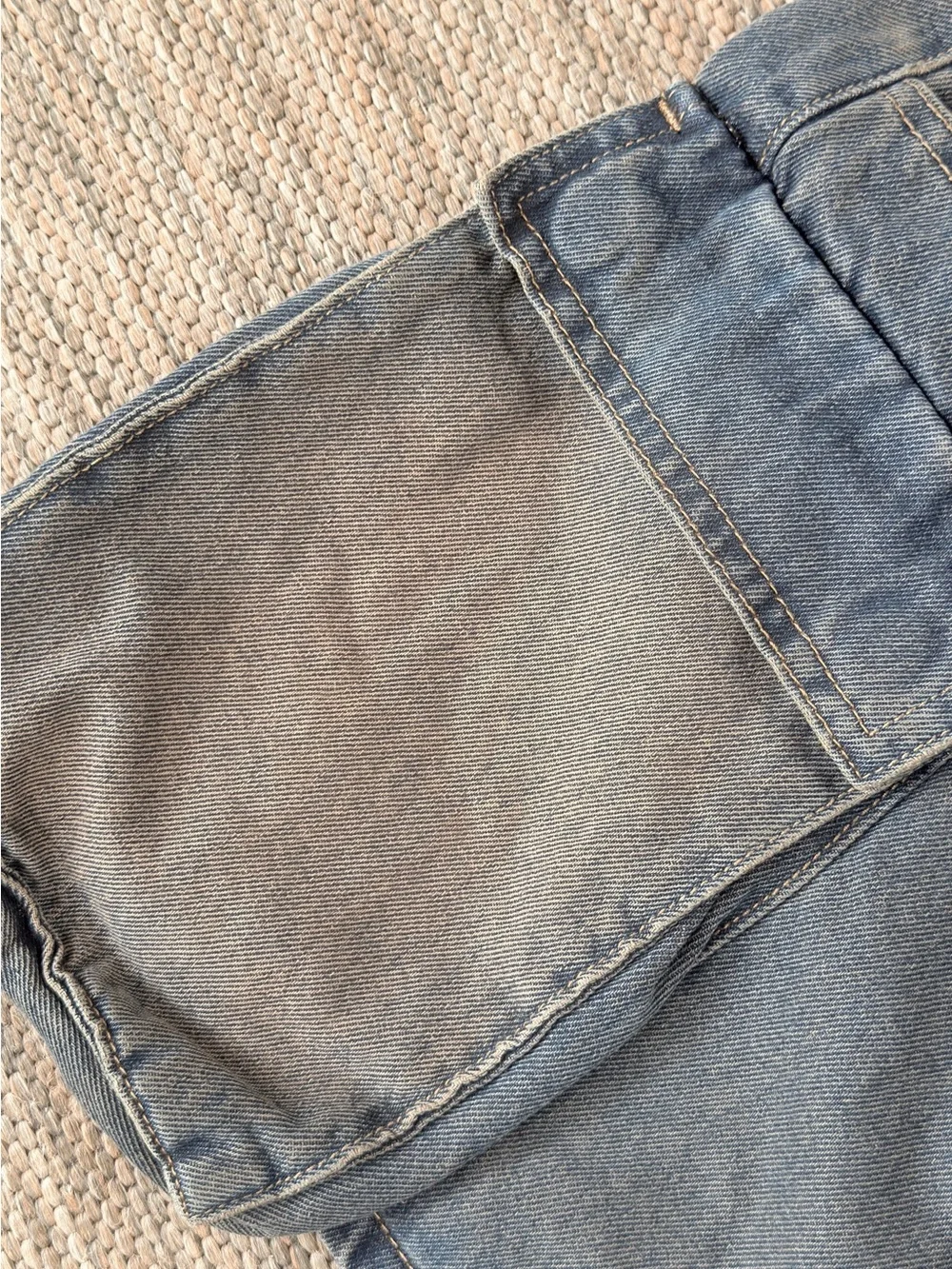 American Bazi Dirtywash Multipocket Blue Denim Mini Skirt Large‎ NWT